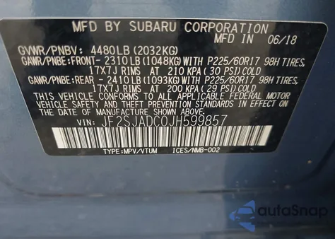 2018 Subaru Forester 2.5I Premium z USA, uszkodzony, nr VIN JF2SJADC0JH599857